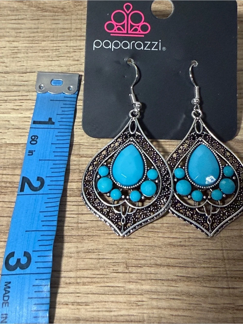 paparazzi Turquoise Teardrop Filigree Dangle Earrings